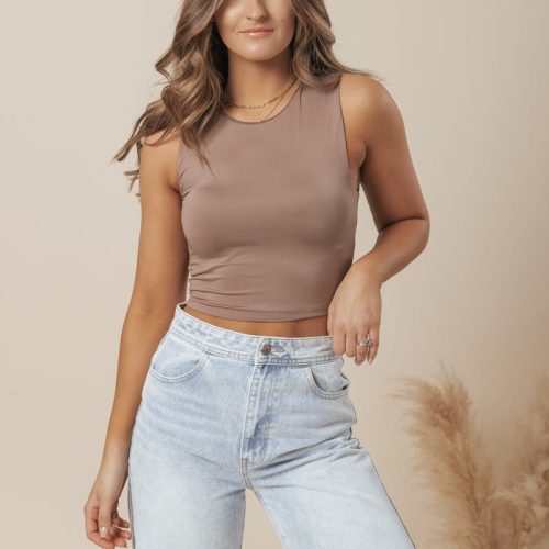 Round Neck Cropped Tank Top - Magnolia Boutique