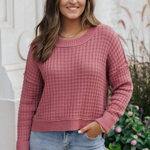 ruby crew neck waffle knit sweater 140456