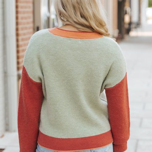 sage color block pullover sweater 145025