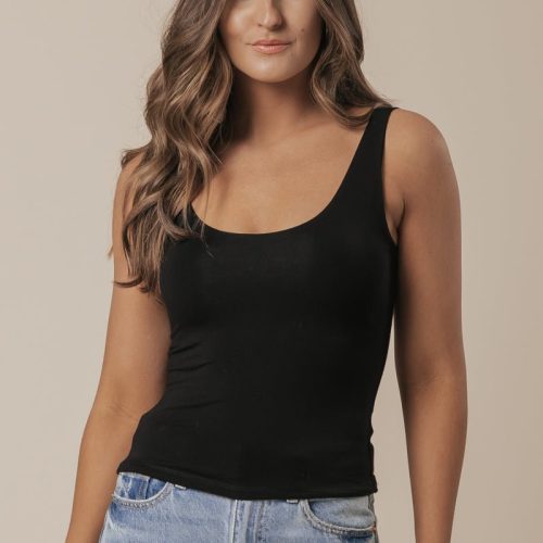 scoop neck double lined jersey tank black 179424