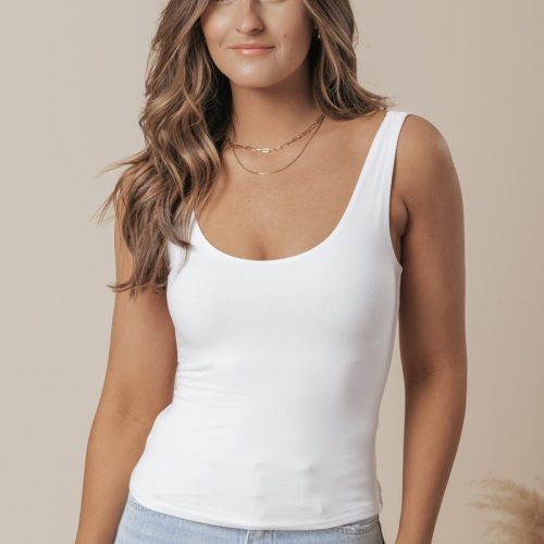 scoop neck double lined jersey tank white 647299