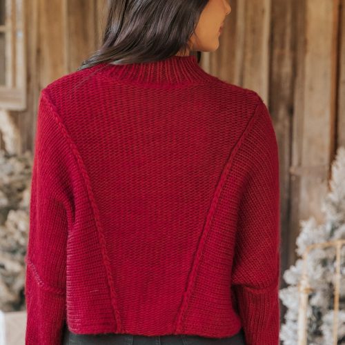 seam detail mock neck sweater wine 288021