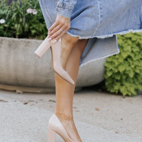 shelly nude block heel pumps 274431