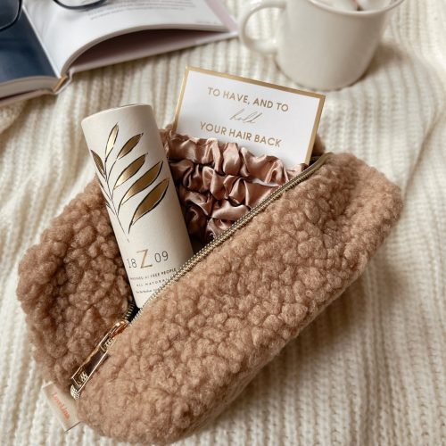 Sherpa Teddy Bear Makeup Bag - Magnolia Boutique