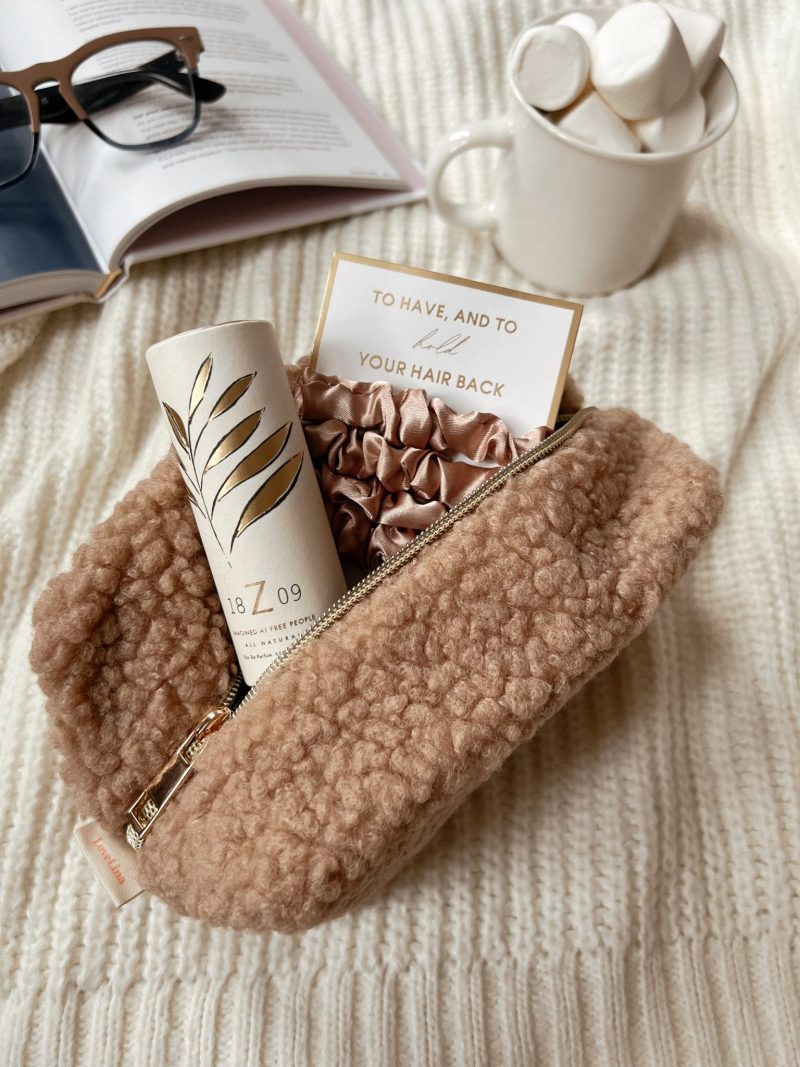 Sherpa Teddy Bear Makeup Bag - Magnolia Boutique