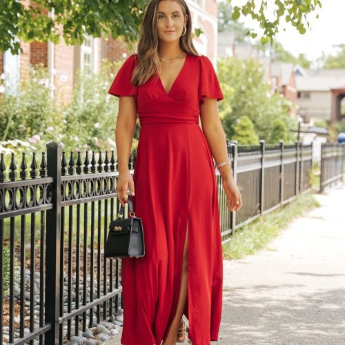 showstopper red slit maxi dress 157493