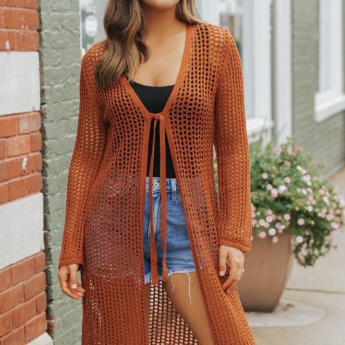 sienna open front fishnet cardigan 294840