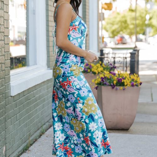 silky green floral maxi dress 125966