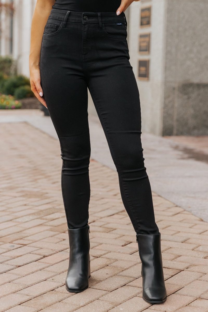 sleek black high rise skinny jeans 417824