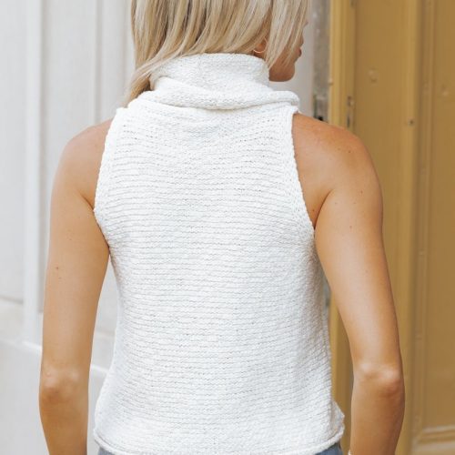 slouchy turtleneck sweater vest ivory 976856