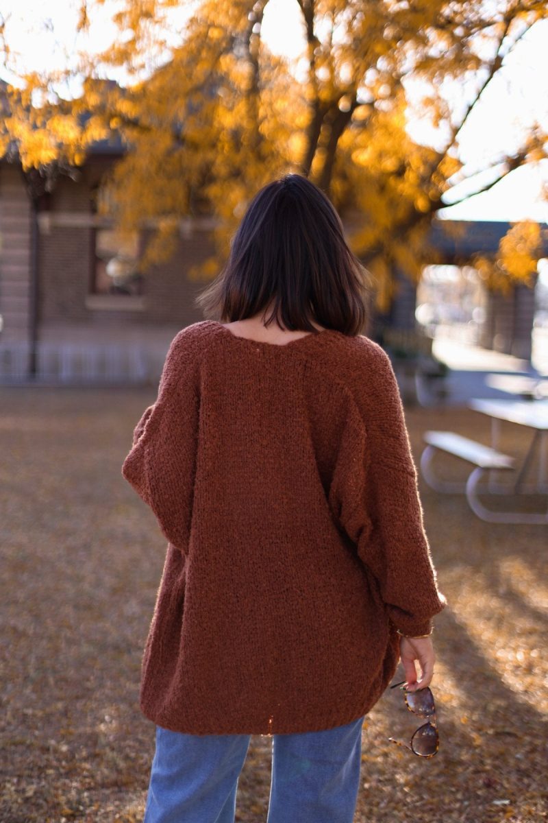 soft brushed open front cardigan brown 908285