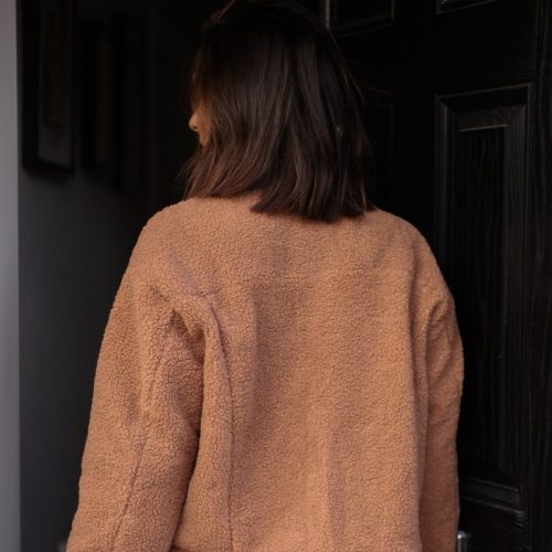 soft teddy sherpa jacket taupe 271192