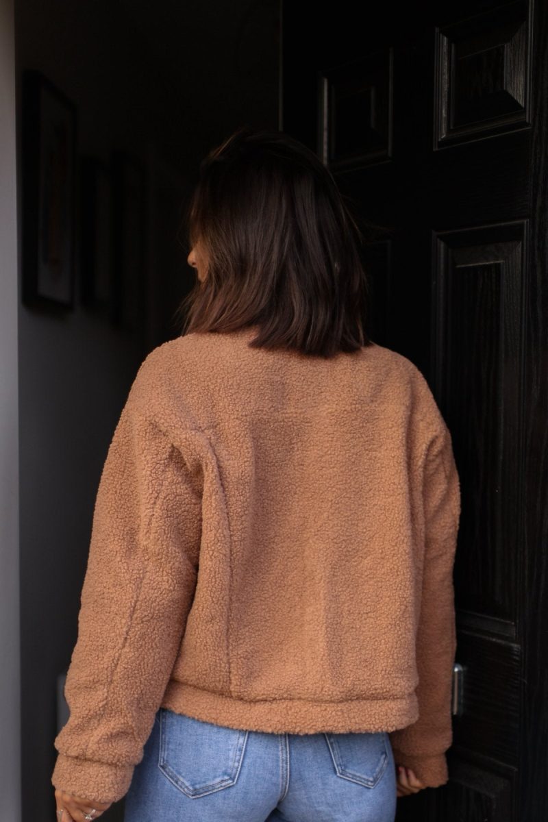 soft teddy sherpa jacket taupe 271192