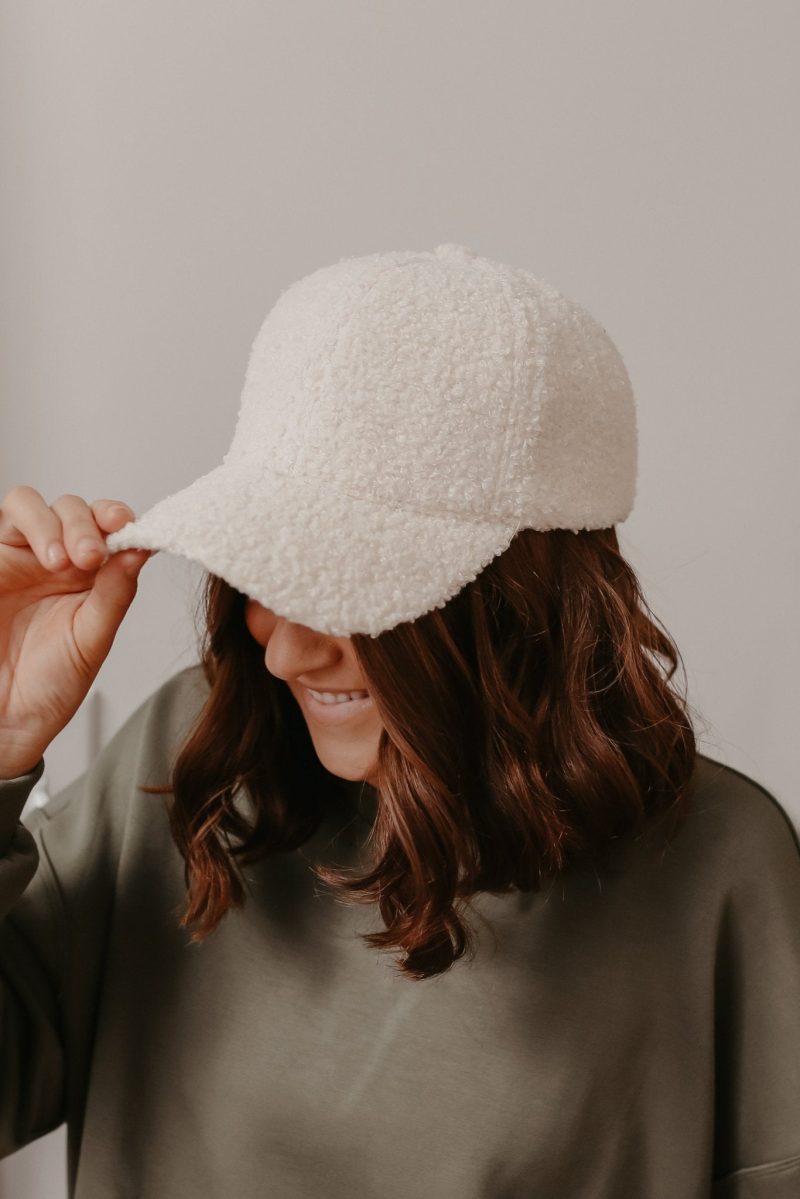 solid cream sherpa baseball cap 119137