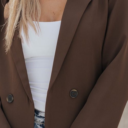 sophistication at its finest open front brown blazer 617845