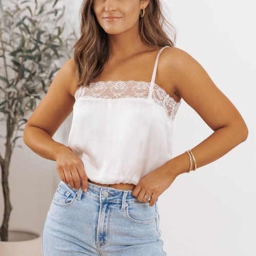 steve madden lotus ivory satin lace top 631955