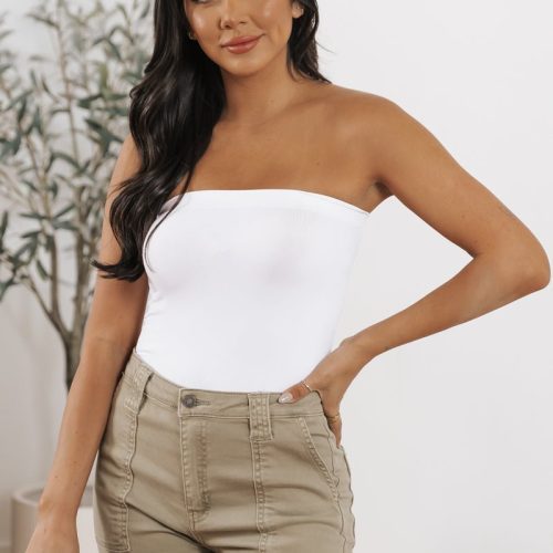 stretchy basic strapless bodysuit 543252