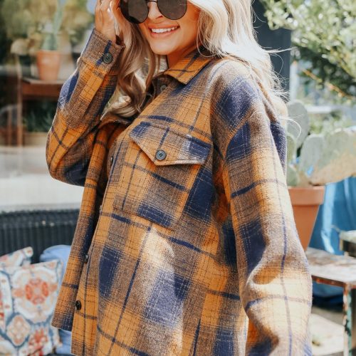 sundance navy orange plaid shacket 110358