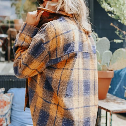 sundance navy orange plaid shacket 226752