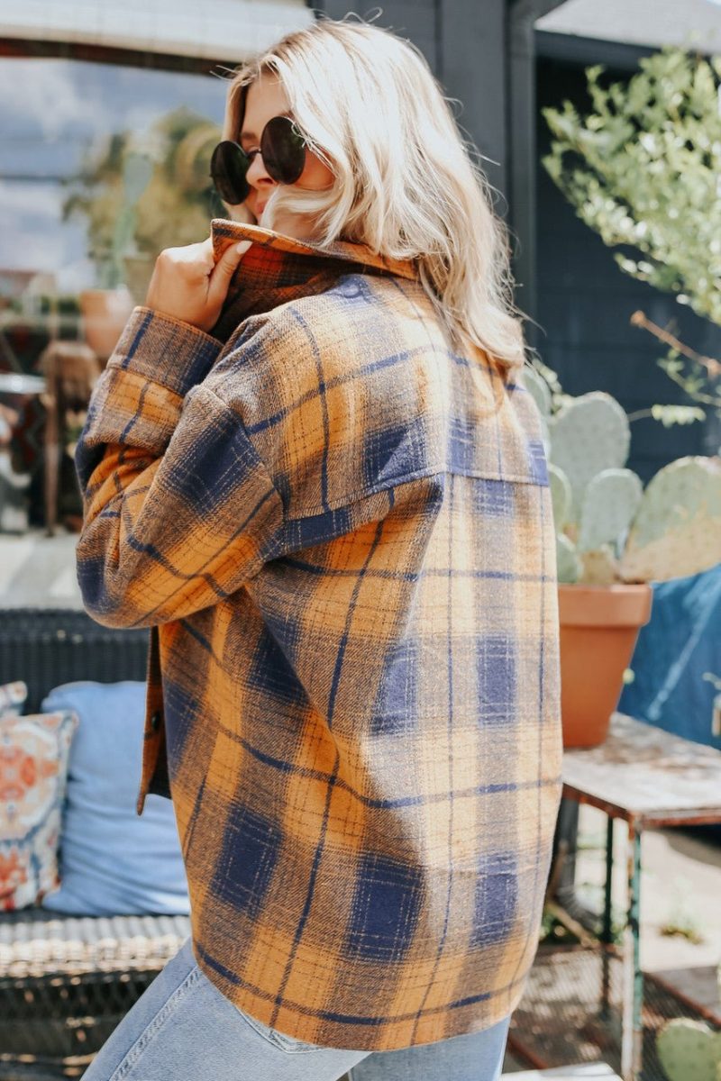 sundance navy orange plaid shacket 226752