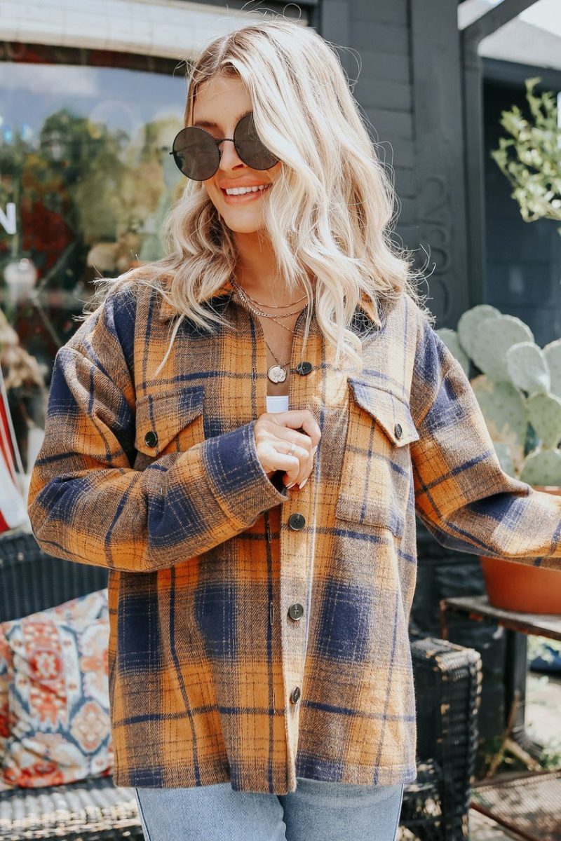 sundance navy orange plaid shacket 976490