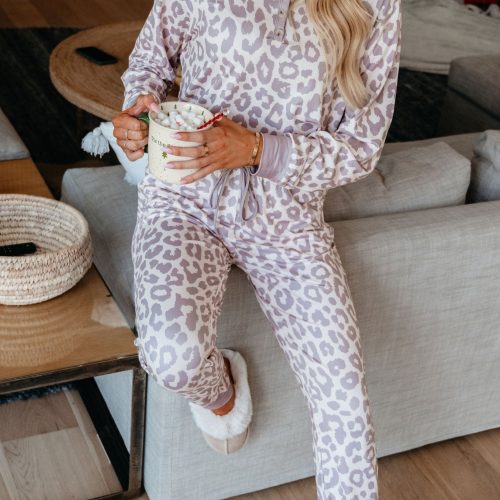 super soft tan leopard print pajama set 691477