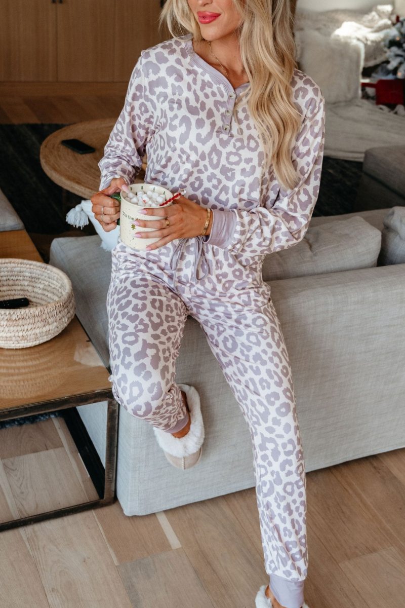 super soft tan leopard print pajama set 691477