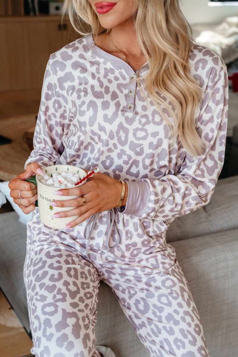 super soft tan leopard print pajama set 741178