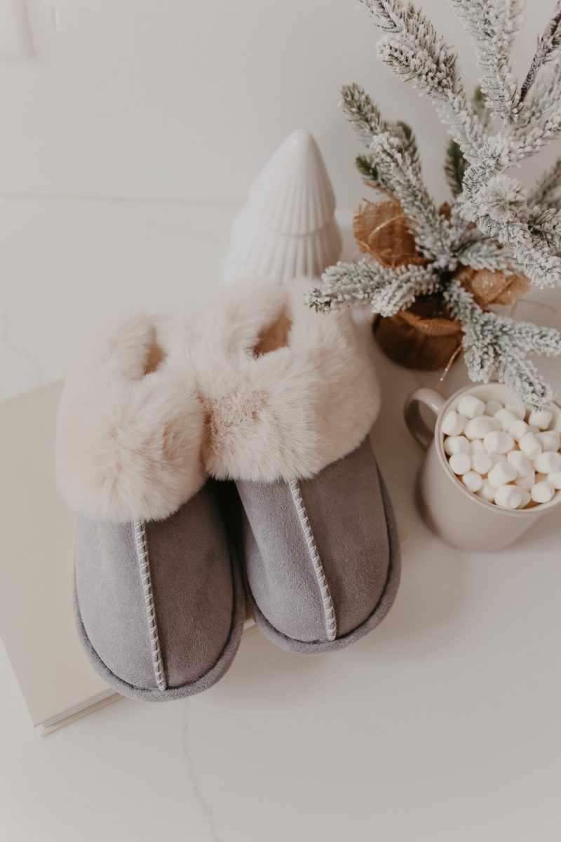 sweet dreams grey faux sheepskin slippers 183207