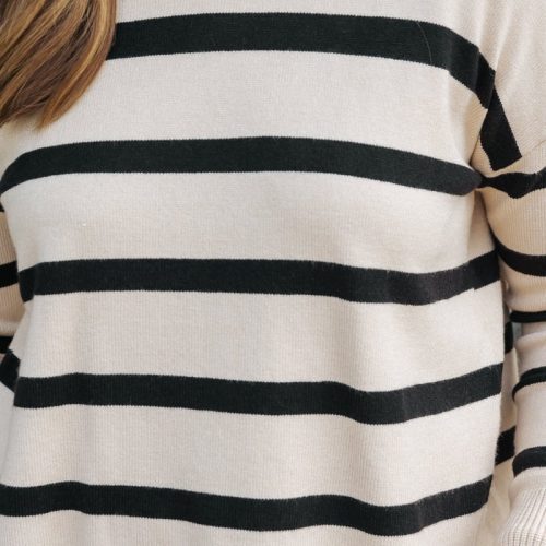 tan and black striped sweater 649004