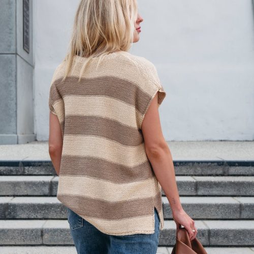 tan and mocha striped pullover sweater 176676