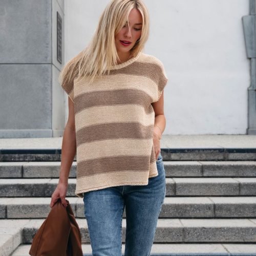 tan and mocha striped pullover sweater 362199