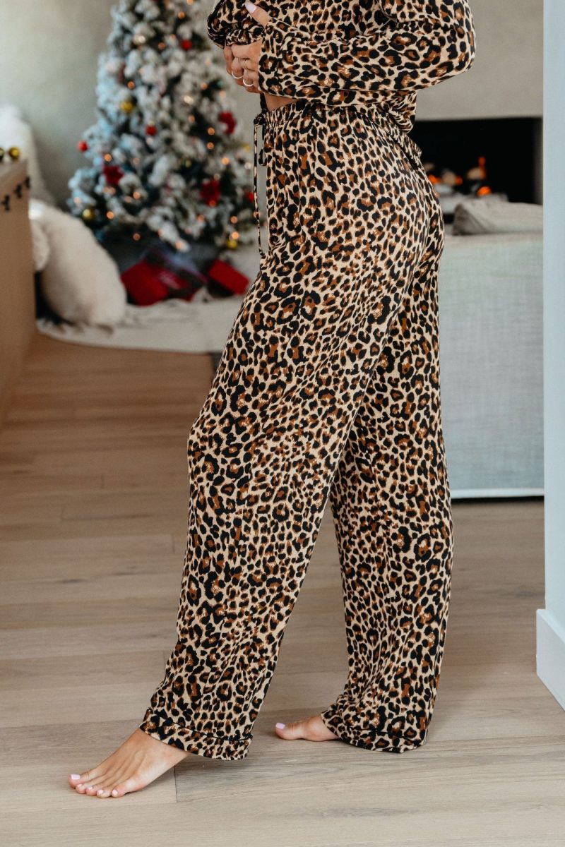 tan leopard print pajama set 605789