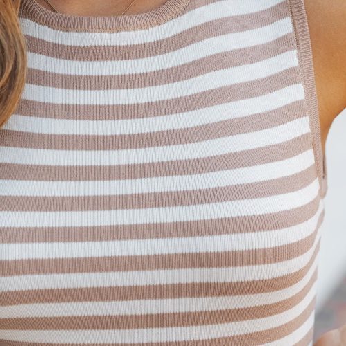 tan striped sweater tank top 436658