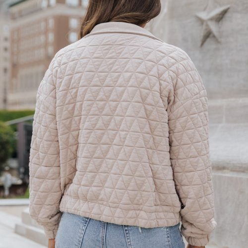 taupe quilted bomber jacket 233244