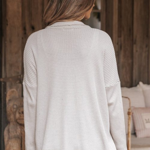 taupe waffle knit shacket 900162