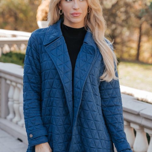 teal quilted waist tie jacket 379795