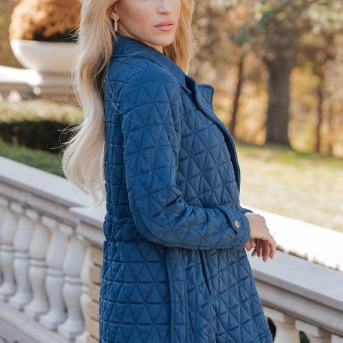 teal quilted waist tie jacket 437756