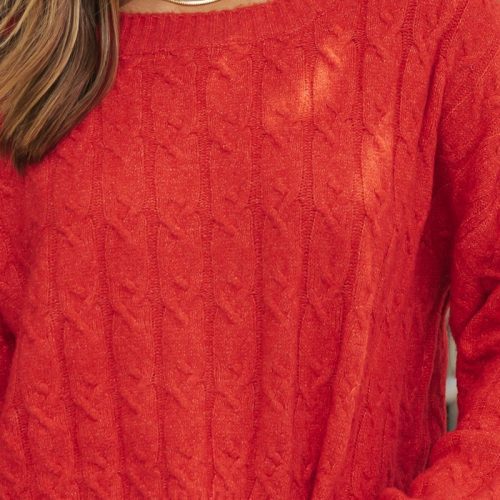 the winter cable knit sweater red 356476