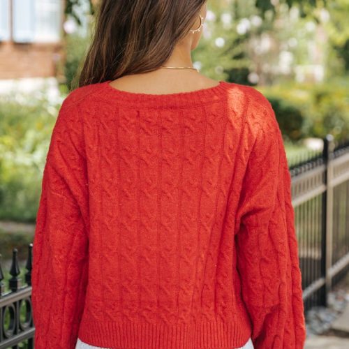 the winter cable knit sweater red 469537