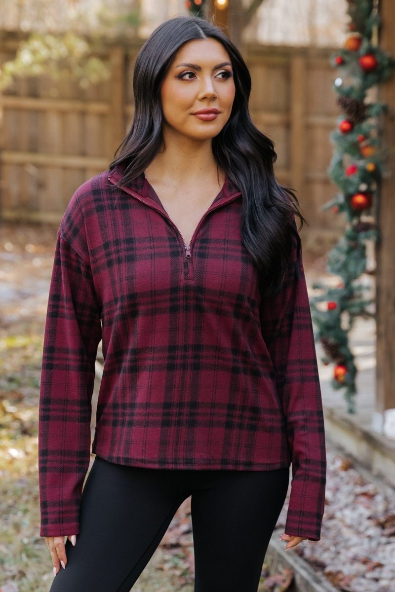 thread and supply amani plaid zip pullover 176206