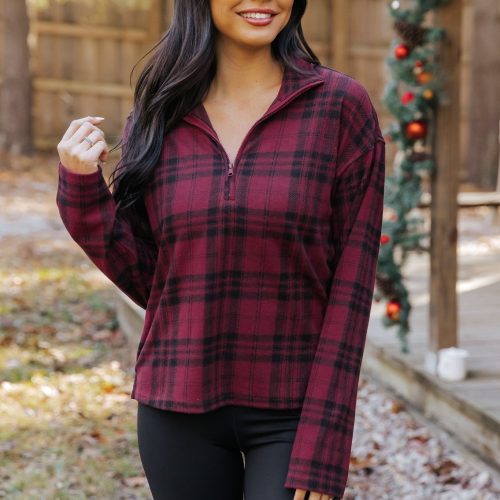 thread and supply amani plaid zip pullover 261644