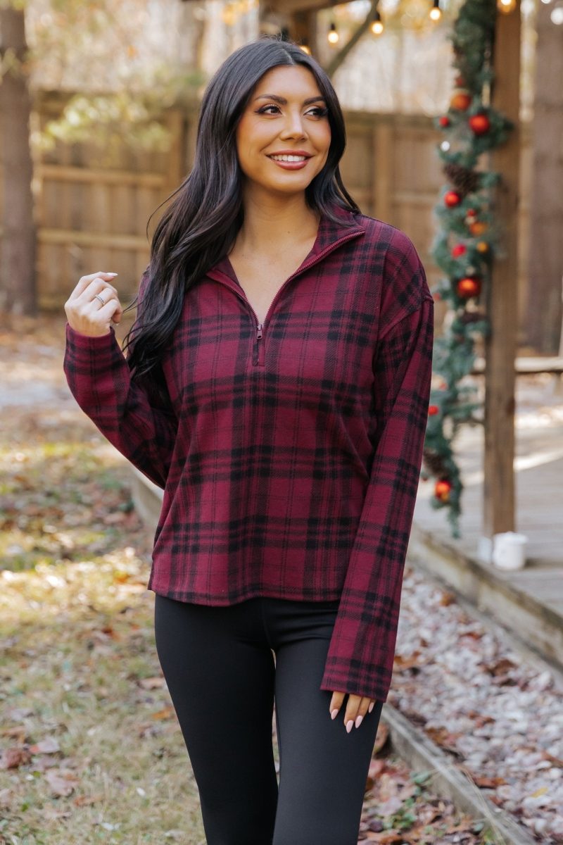 thread and supply amani plaid zip pullover 261644