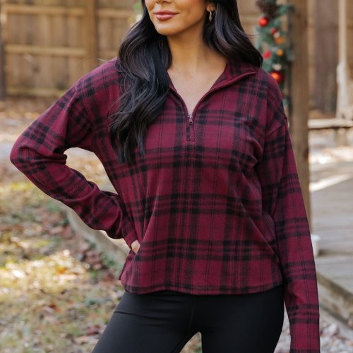 thread and supply amani plaid zip pullover 445707