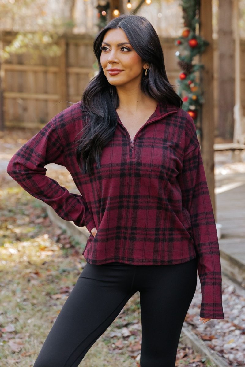 thread and supply amani plaid zip pullover 445707