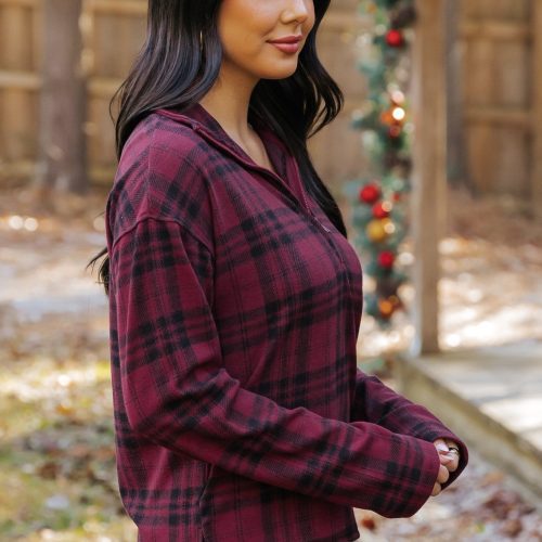 thread and supply amani plaid zip pullover 768861