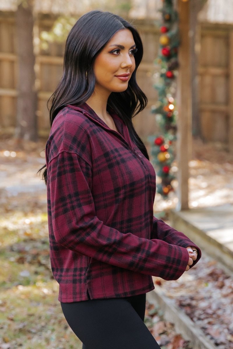 thread and supply amani plaid zip pullover 768861