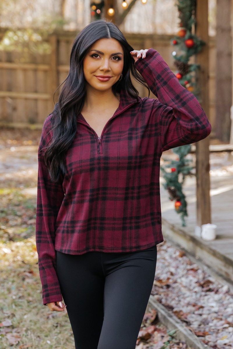 thread and supply amani plaid zip pullover 831890