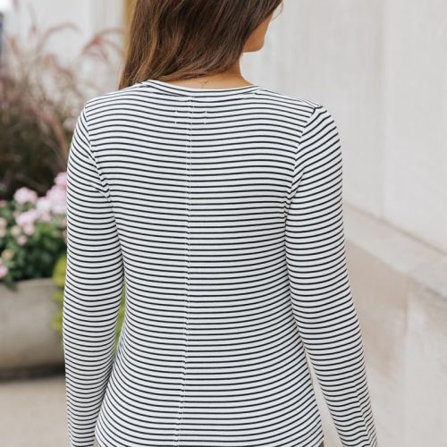 thread and supply black and white striped top 963703