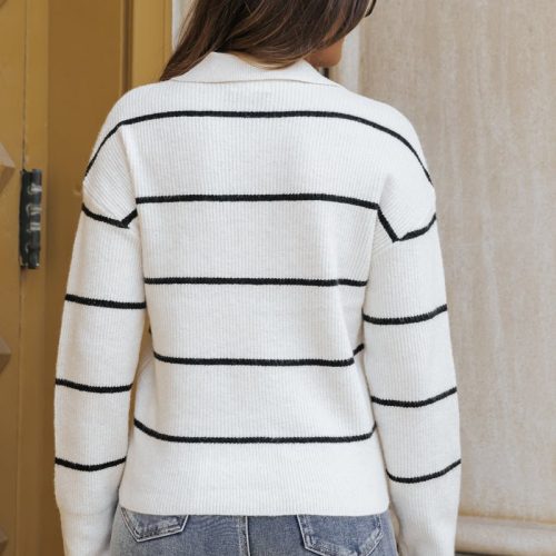 thread and supply ivory striped sweater 124797